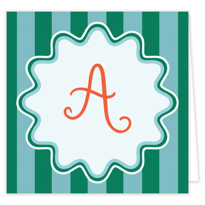 teal initial folded note set with envelopes