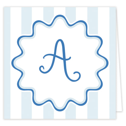 blue initial folded note set with envelopes