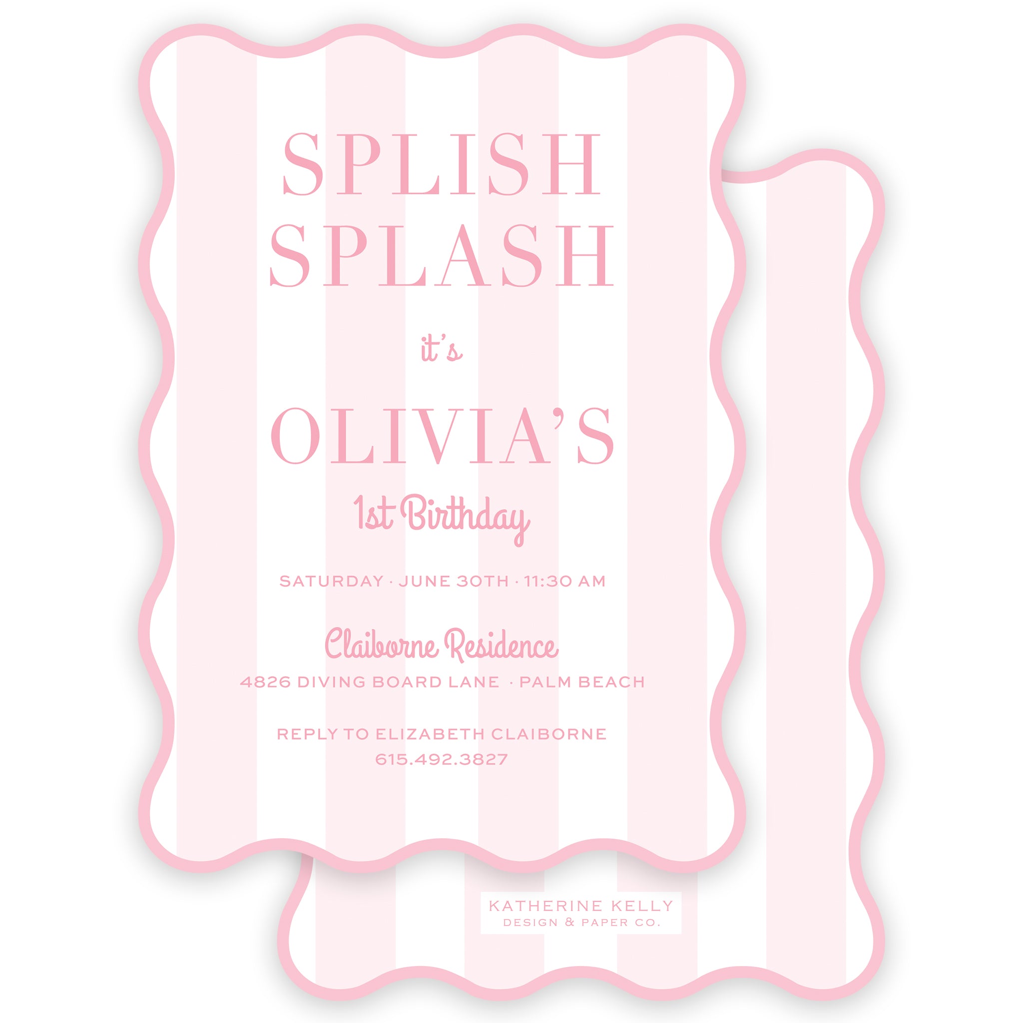 pink splish splash birthday invitation