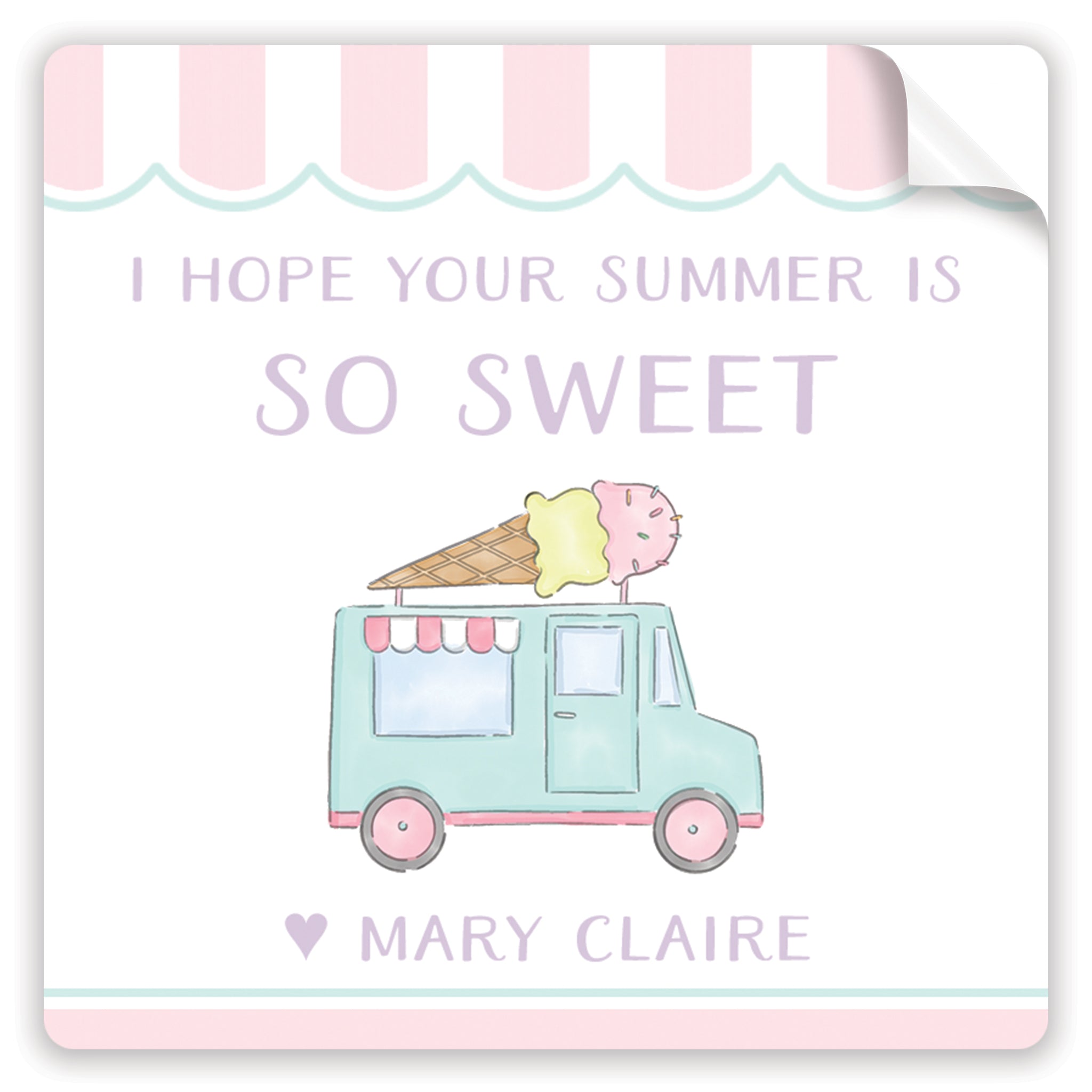 ice cream truck pink stickers