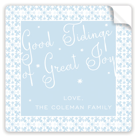 tuscan tile blue holiday stickers