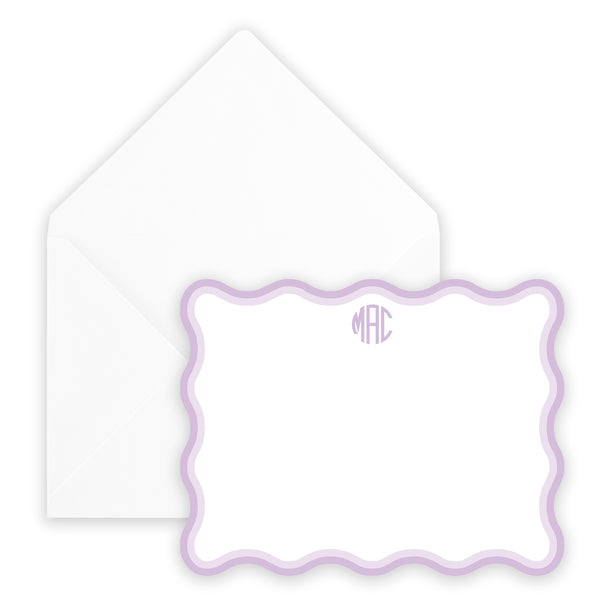 lavender wave monogram notecard