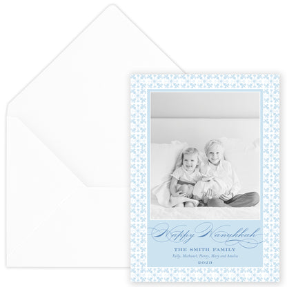 cerulean blue tuscan tile holiday card