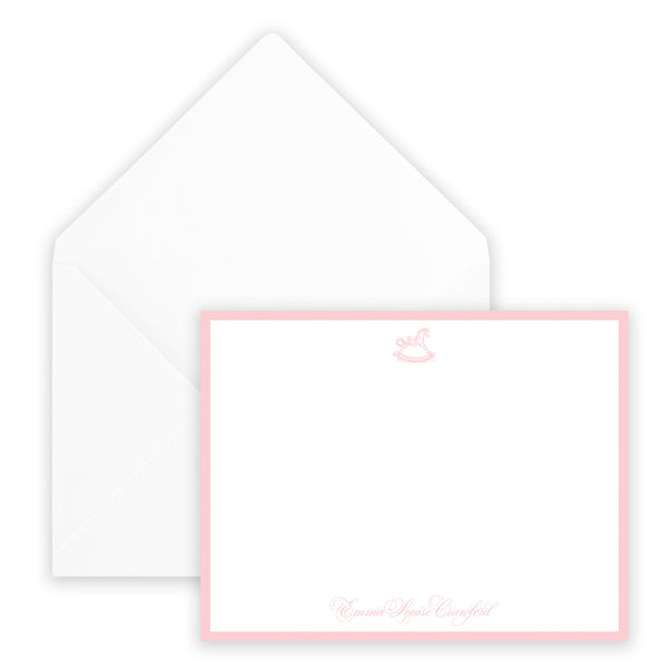 pink rocking horse notecard