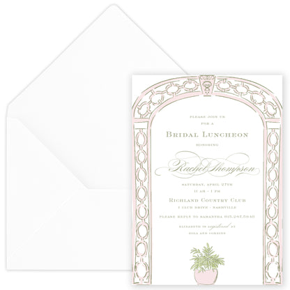 pink trellis party invitation