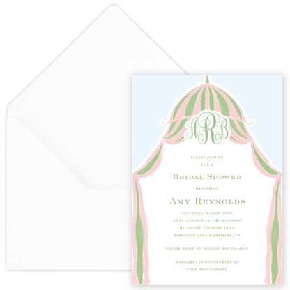 cabana monogram party invitation