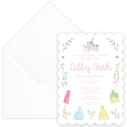 princess dresses birthday invitation