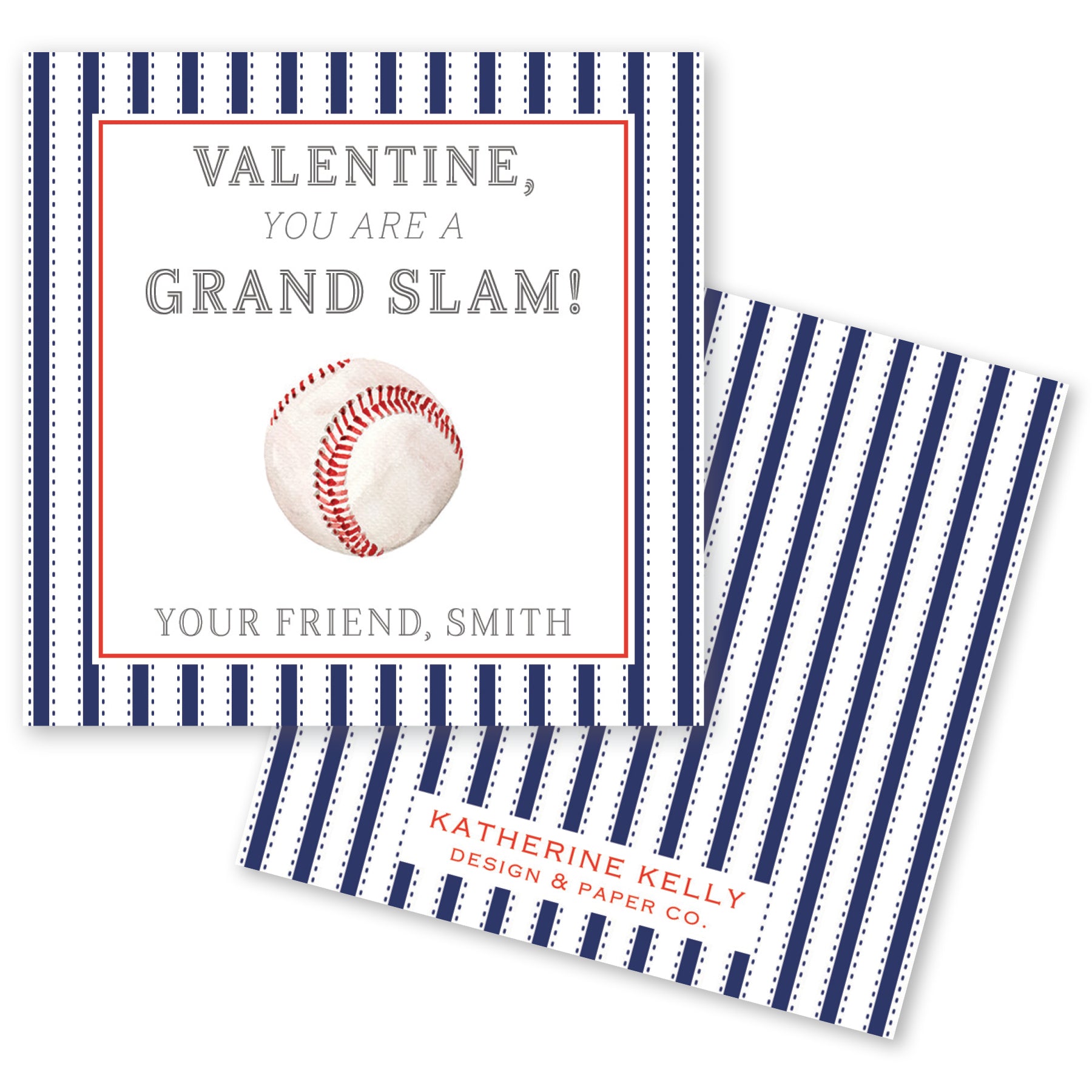 The image is a Valentine's Day card featuring a baseball and the text "Valentine, you are a grand slam!"