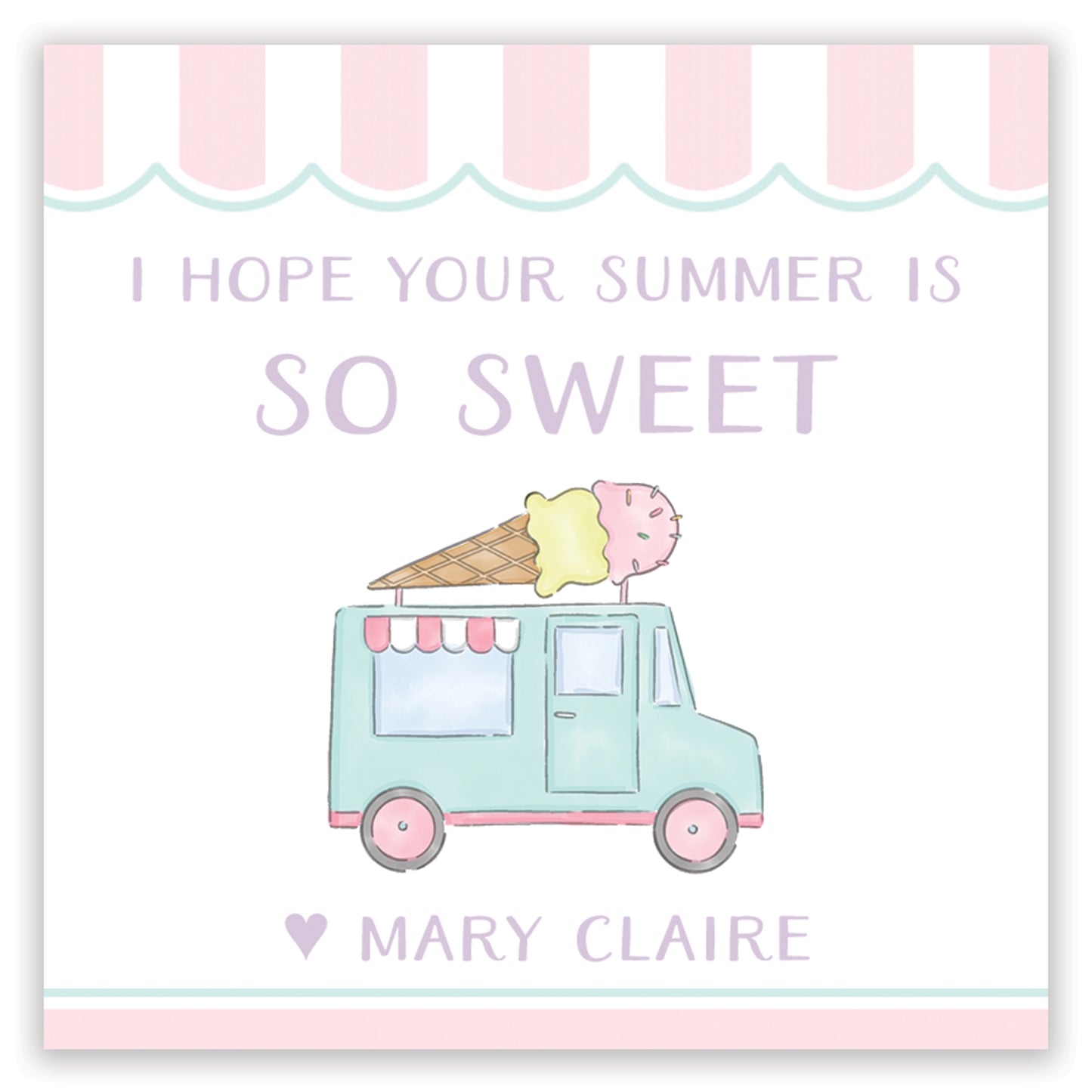 ice cream truck pink enclosure card