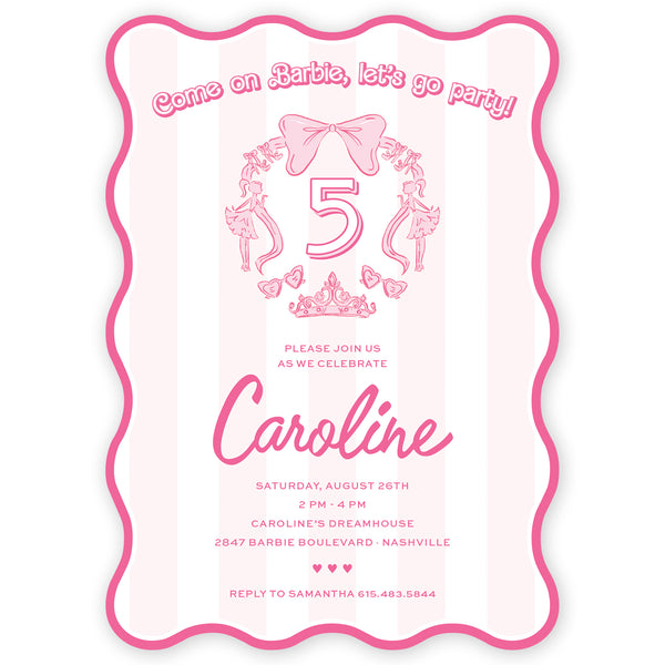 come on barbie, let’s go party! birthday invitation