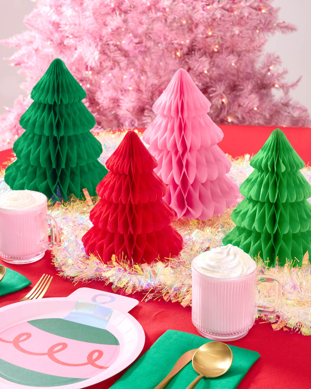Very Merry Tree Set - 4 accordion tissue paper trees