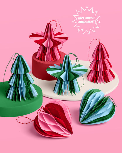 3D Paper Ornament Set - honeycomb ornament set