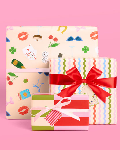 Cute Girl Wrapping Paper - 12 sheets + 16 tags