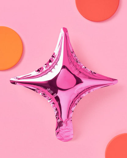 Pink Sparkle Balloon - 6 pc silver foil set