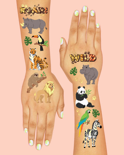 Jungle Animal Tattoos - 56 temporary tattoos
