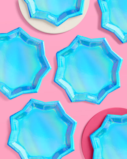 Blue Shimmer Plates - 25 paper plates