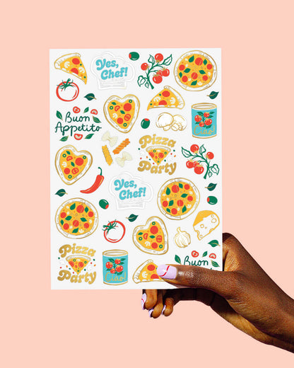 Pizza Party Tats - 72 temporary tattoos