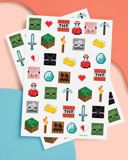 Pixel Mining Gamer Tats - 74 temporary tattoos