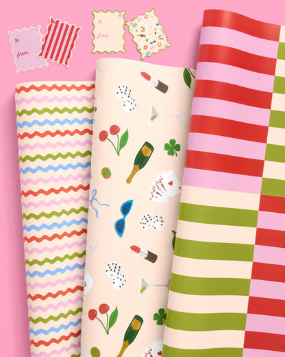 Cute Girl Wrapping Paper - 12 sheets + 16 tags