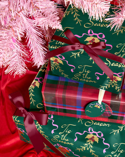 Tis the Season Wrapping Paper - 12 sheets + 16 tags