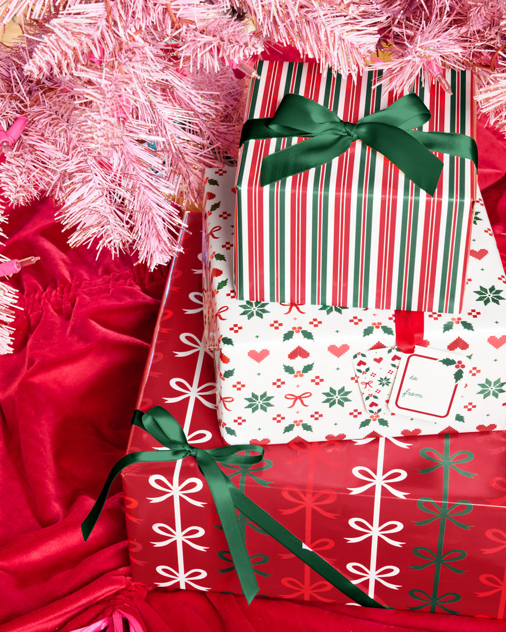 A Merry Mix Wrapping Paper Set - 12 sheets + 16 tags