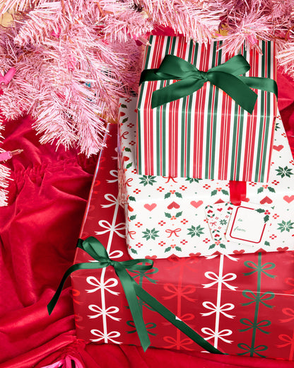 A Merry Mix Wrapping Paper Set - 12 sheets + 16 tags