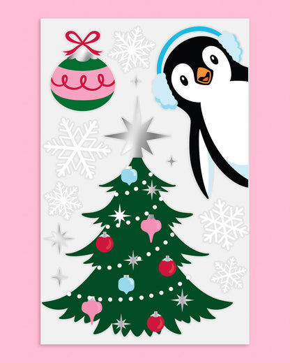 Winter Wonderland Window Clings - 6 silver foil and color sheets