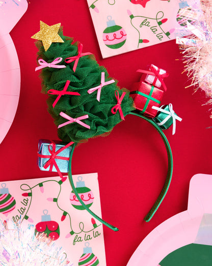 Christmas Tree Headband - green tulle headband