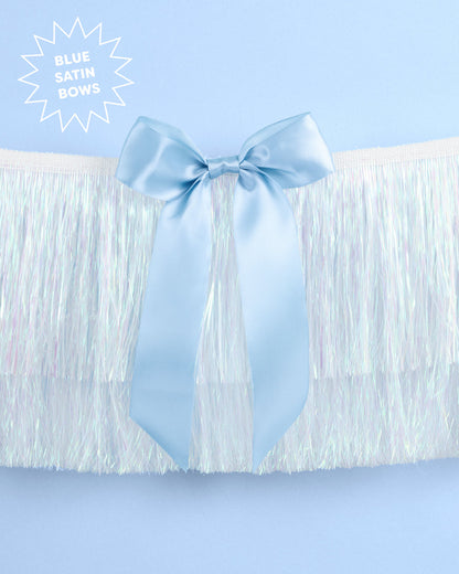 Something Blue Fringe - layered fringe + satin bows