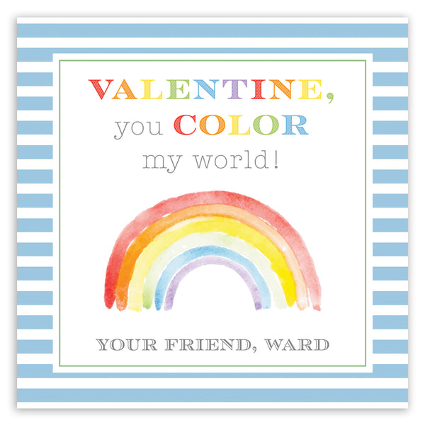 blue rainbow valentine card