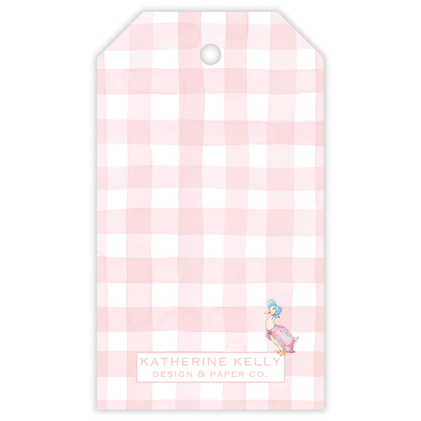 pink peter rabbit party favor tag