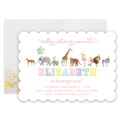 multi party animal birthday invitation