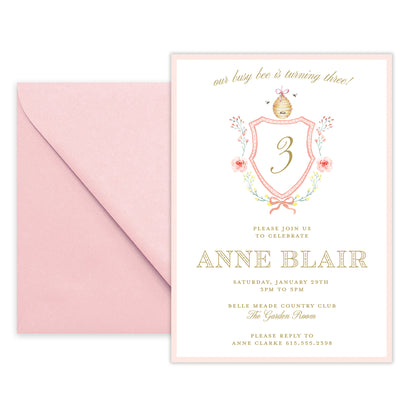 busy bee birthday invitation