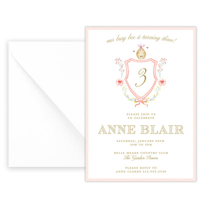 busy bee birthday invitation