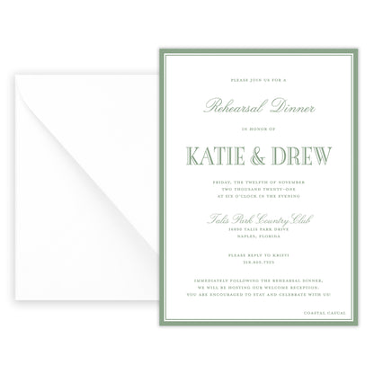 sage rehearsal dinner invitation
