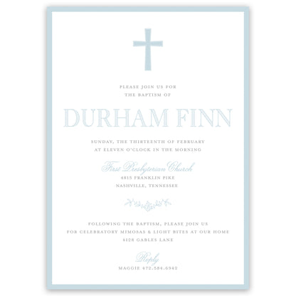 blue baptism invitation