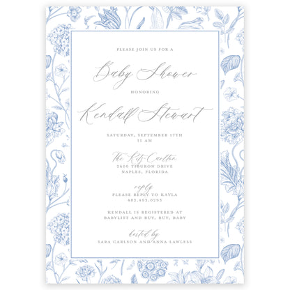 blue & white chinoiserie shower invitation