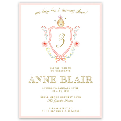 busy bee birthday invitation
