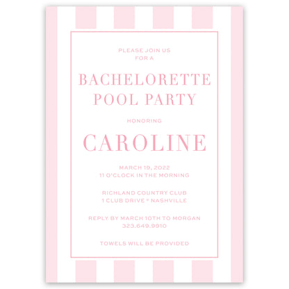 cabana stripe party invitation