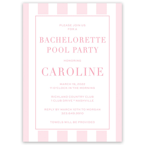 cabana stripe party invitation