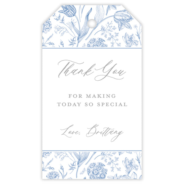 blue & white chinoiserie party favor tag