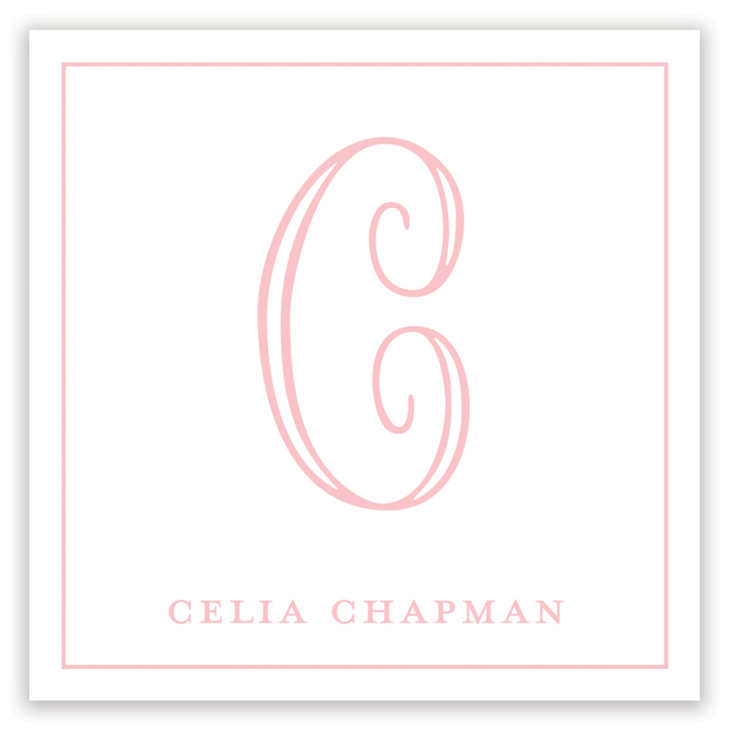 classic pink initial enclosure card