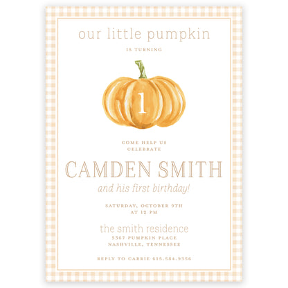 fall pumpkin birthday invitation