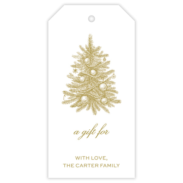 gold christmas personalized gift tag