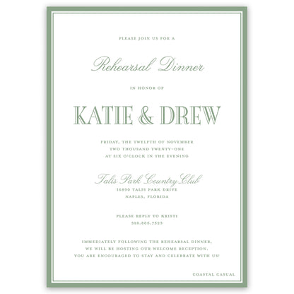sage rehearsal dinner invitation