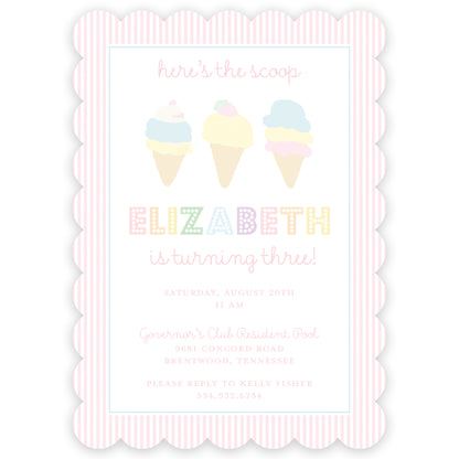 ice cream social birthday invitation