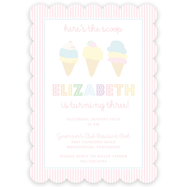 ice cream social birthday invitation