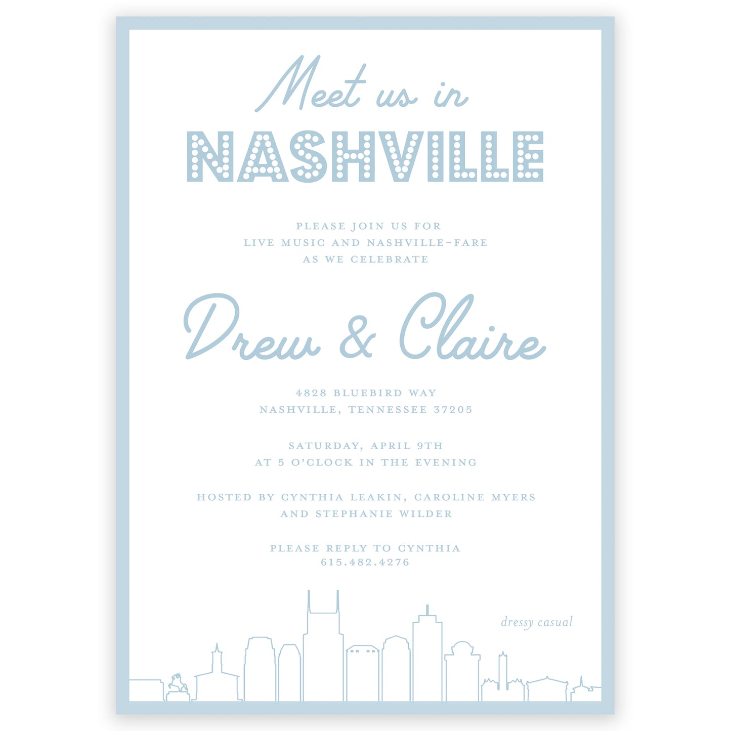 nashville skyline party invitation