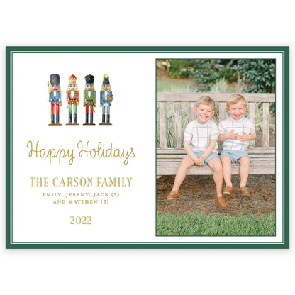 nutcracker green border landscape christmas card