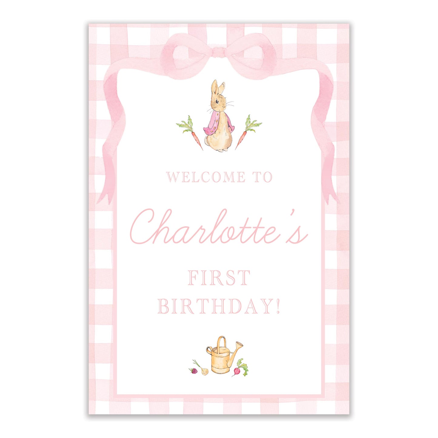 pink peter rabbit welcome sign